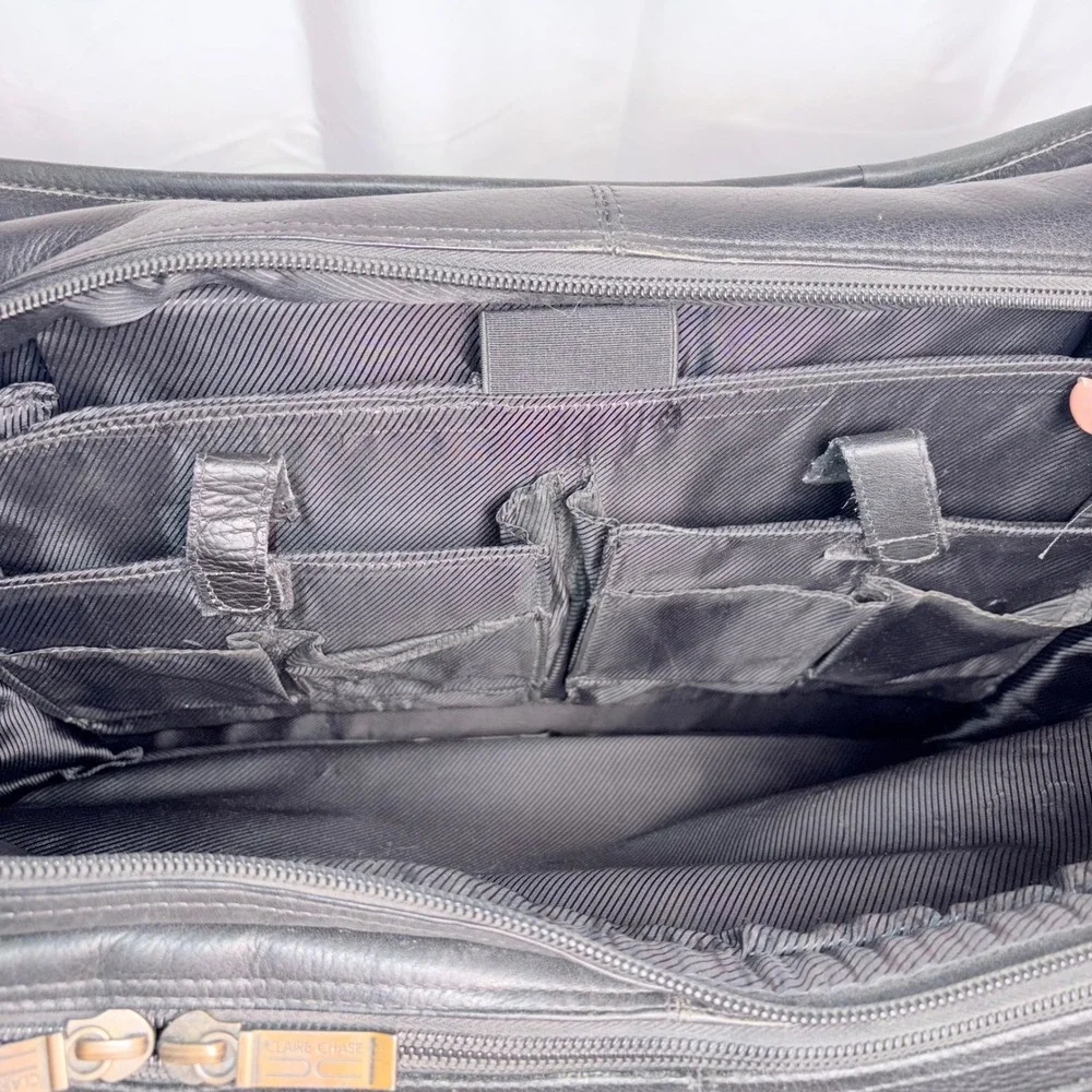Claire Chase‎ Executive Computer Briefcase Leather Black 16x13x7.5 Professional